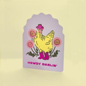 Howdy Darlin' - Cowboy Hen - Themed Recycled PaperBlank Gift Card  - With Envelope!