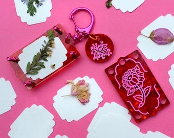 Mini Acrylic Flower Press Keyring or Bag Charm