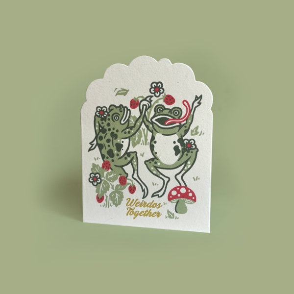 Weirdos Together - Frog-Themed Recycled Paper Valentines Card  - With Envelope!