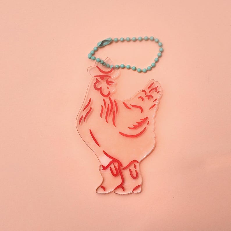 Cowboy Chook - Cute and Colourful Acrylic Bag Charm | Keyring | Multiple Colours Transparent