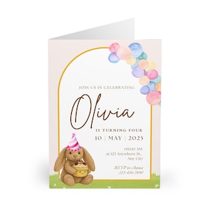 Invito di compleanno ispirato a un coniglietto Jellycat - Inviti di compleanno per bambini, occasioni speciali, celebrazioni