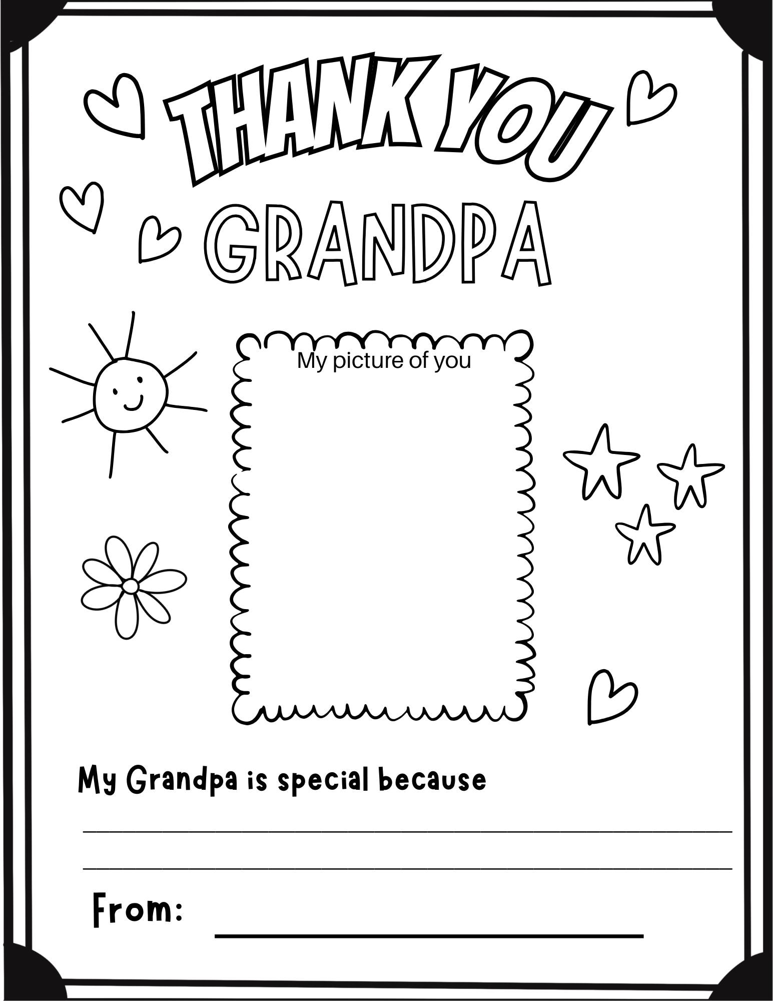 Thank You Grandpa Coloring Page | Printable Gift for Kids | I Love My ...