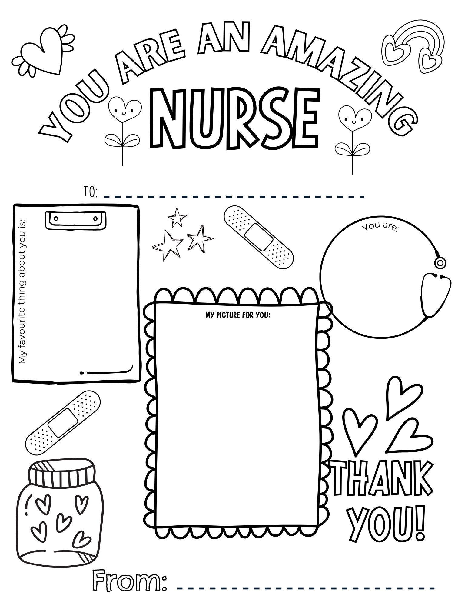 Thank You Nurse Coloring Page for Kids | Printable Nurse Appreciation ...