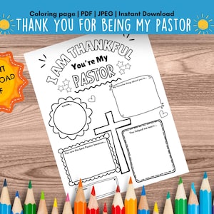 Pastor Appreciation Gift Printable pastor Appreciation Week Gift Thank You Pastor Gifts Coloring Pages School Kids Instant Digital Download