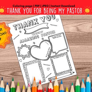 Apprezzamento del pastore Stampabile Regalo del mese di apprezzamento del pastore Grazie Regali del pastore Pagine da colorare per bambini della scuola Download digitale istantaneo