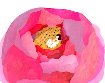Sweet dreams inside a peony – PRINT Illustration
