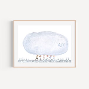 Nuvola addormentata, poster, arredamento per la casa, arredamento per la cameretta dei bambini, arte per la sala giochi, arte murale per bambini, natura per bambini, arte pacifica