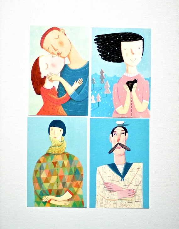 Items Similar To Set 4 Postcards On Etsy