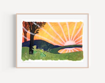 Meeting the Sunrise Original Gouache Painting