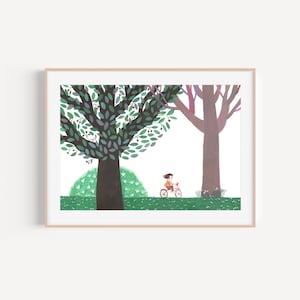 Fahrrad zu Fuß PRINT, Poster, Wohnkultur, Kinderzimmer Dekor, Spielzimmer Kunst, Natur für Kinder, friedliche Kunst