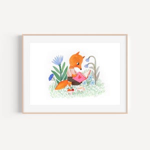 Fuchs im Garten, Poster für Kinderzimmer. Kinderzimmer Dekor, bunte friedliche Poster, Kunstwerk für Baby Jungen oder Mädchen Zimmer