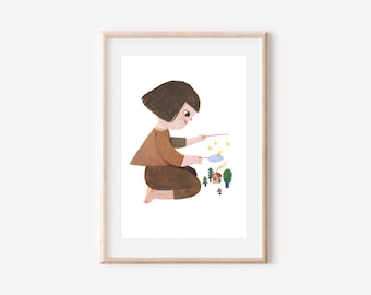Creating my dream, poster for nursery room. childrens room decor, colorful peaceful poster, artwork for baby room