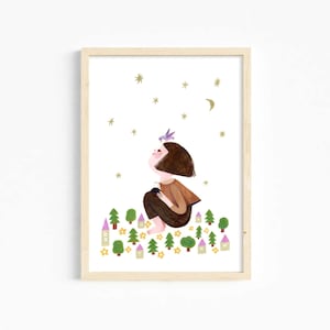 A Bird’s Surprise Druck, Poster für Kinderzimmer. Farbenfrohes friedliches Poster für Kinderzimmerdeko, Kunstwerk für Babyzimmer