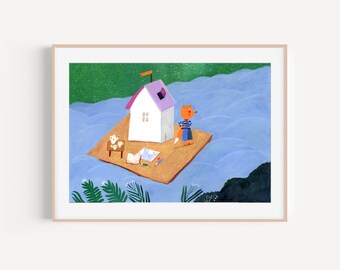 The Floating Fox House  Original Illustration