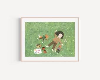 Day dream , poster for nursery room. childrens room decor, colorful peaceful poster, artwork for baby room