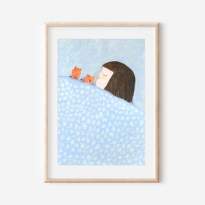 Stampa "Sogni d'oro", poster per la cameretta dei bambini. Decorazione per la cameretta dei bambini, poster colorato e tranquillo, opera d'arte per la cameretta del neonato.