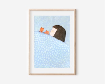 Sweet dreams  print, poster for nursery room. childrens room decor, colorful peaceful poster, artwork for baby room