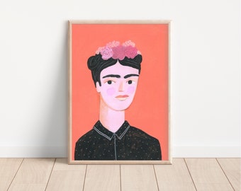 Frida kahlo  Big print, art print, home decore, wall gallery, woman portrait painting, living room art