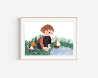 Best Friends , poster for nursery room. childrens room decor, colorful peaceful poster, artwork for baby boy or girl room