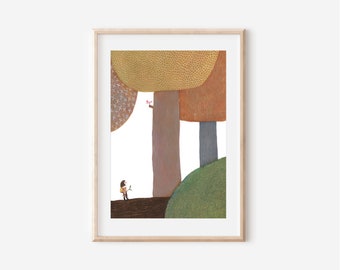 Big forest, poster for home deor, kids room decor, girls room decor, nature art, adventure