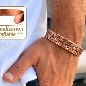 Herrenarmband aus reinem Kupfer, personalisiertes keltisches Lebensbaum-Magnetarmband, Geschenk für ihn