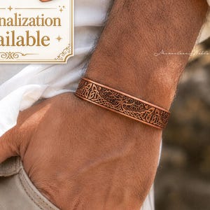 Pure Copper Bracelet, Personalized Tree of Life Magnetic Cuff for Men and Women