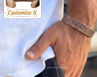 Tree of Life Copper Magnetic Cuff Bracelet, Celtic Symbol Spiritual Jewelry