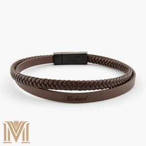 Bracelet en cuir gravé personnalisé pour homme et femme, mot, rappel, manchette en cuir personnalisée, cadeaux pour petit ami, lui ou elle, fermoir magnétique