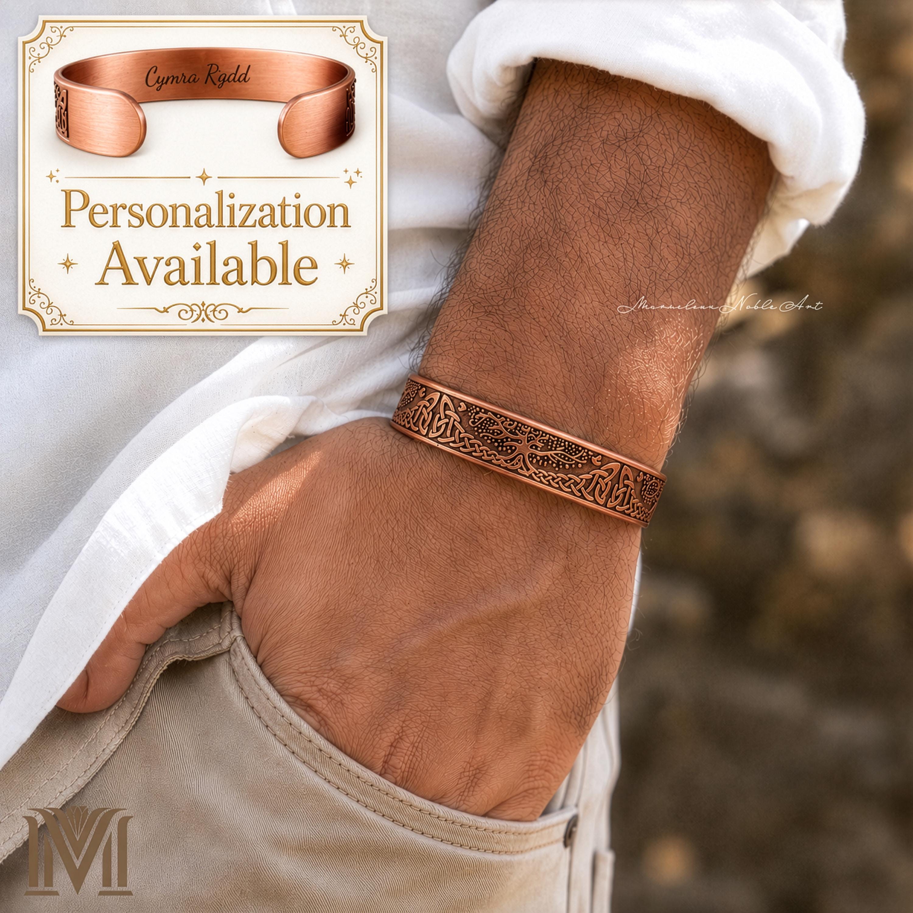 Pure Copper Bracelet, Personalized Tree of Life Magnetic Cuff for Men…