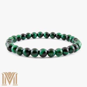 Green Tiger Eye Bracelet: 6mm Gemstone, Protective Beaded Jewelry