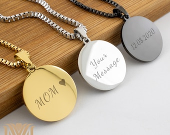 Collar con colgante de acero inoxidable grabado personalizado: recuerdo personalizado, regalo para mamá