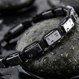 Adjustable Natural Hematite Bracelet for Men and Women - Healing Stone Jewelry