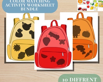 Color Matching Activities Color Sorting Game, Toddler Busy Book Printable Color Learning Binder, Homeschool Preschool