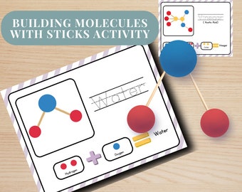 Toothpicks and Play Doh 3D Molecule Activity Game, Science  for Toddler, Kids Play Dough Learning Elements, Printable Prekindergarten
