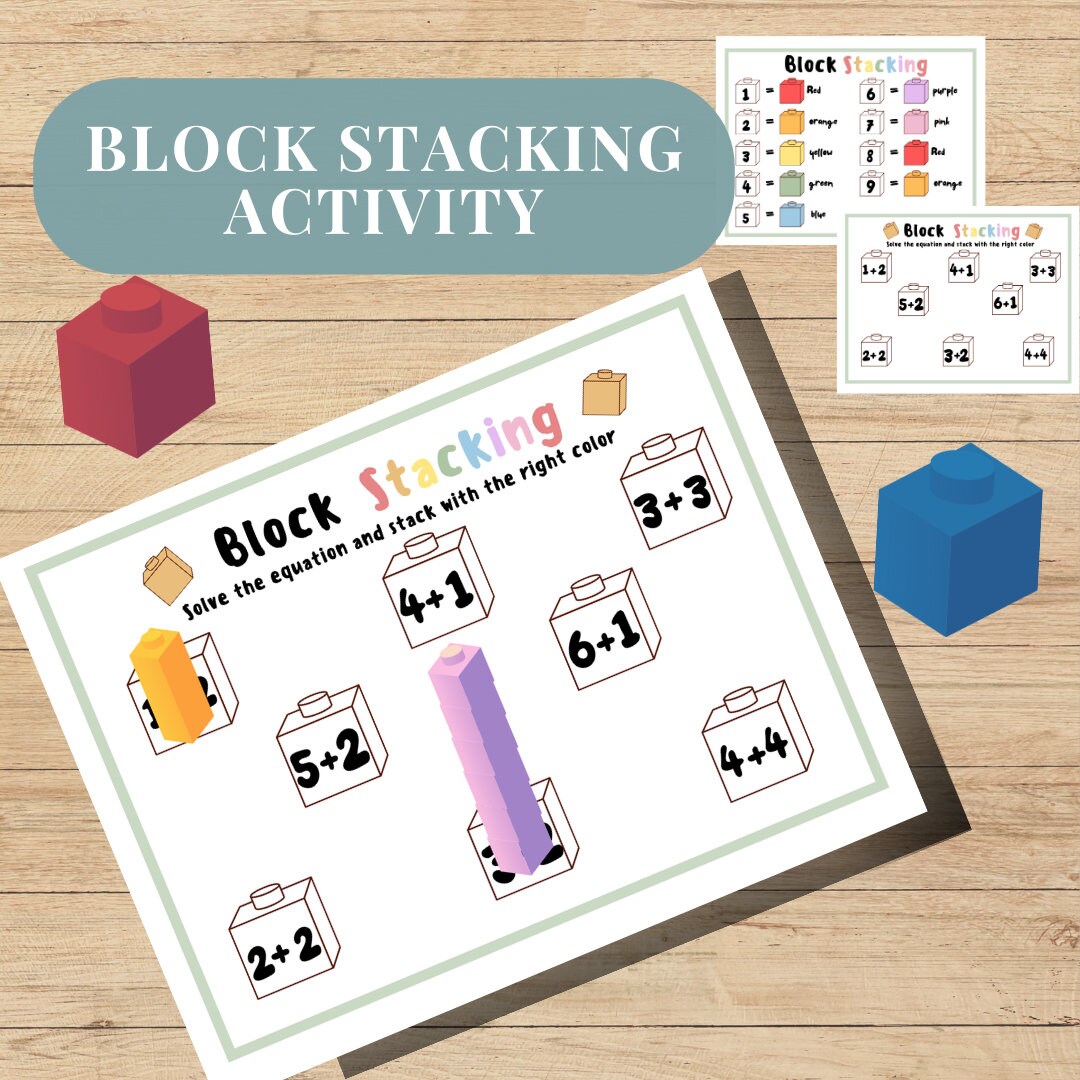 Blocks Learning Mat, Block Stacking Activity, Counting Equation Number ...