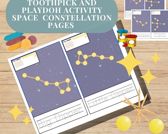 Toothpicks and Play Doh 3D Molecule Activity Game, Outer Space System, Printable Space Learning, Homeschool, Toddler Preschool Worksheets,