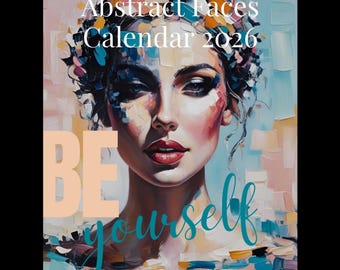 Abstract Art Faces Calendar 2026 – Women Portrait Wall Decor