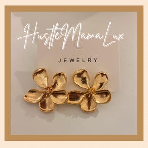 Gold Flower Statement Earrings - Bold Floral Studs For Women | Gold Jewelry