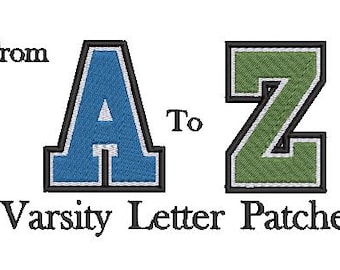 Bordado de fuente universitaria: Doble contorno A-Z (Descarga digital)