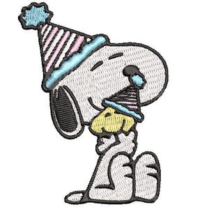 Birthday Party Fan Art Snoopy & Woodstock Embroidery File .pes .pec .xxx .hus .dst .vip .jef .exp file Machine Embroidery *Download Only*