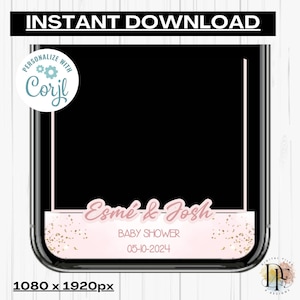 EDITABLE Baby Shower Geofilter | Photobooth 360 Spin | Editable Overlay | Instant Download Template | Mobile Snapchat filter Instagram Story