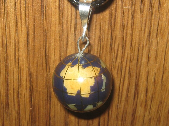 Small Lapis Globe World Earth Pendant With Assorted Inlay - Lapis World Globe Pendant Small Lapis Globe World Earth Pendant With Assorted Inlay - Lapis World Globe Pendant