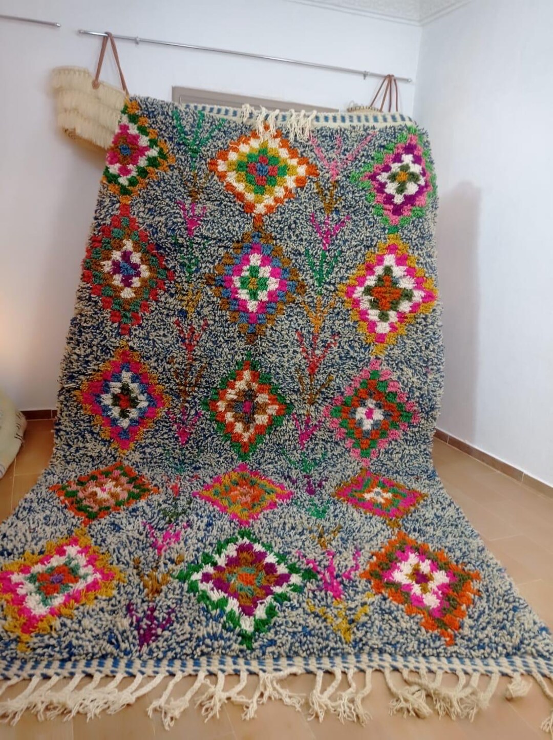 Artistic Moroccan Beni Ourain Rug – Handwoven Wool Berber Carpet, Boho ...