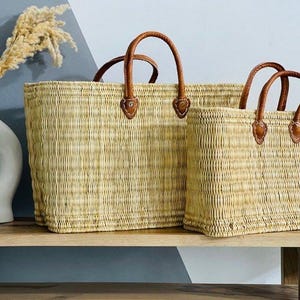 Handgefertigte marokkanische Palmenstroh , Pooltasche, französischer Korb, Einkaufskorb, Urlaubstasche, Strandtasche.
