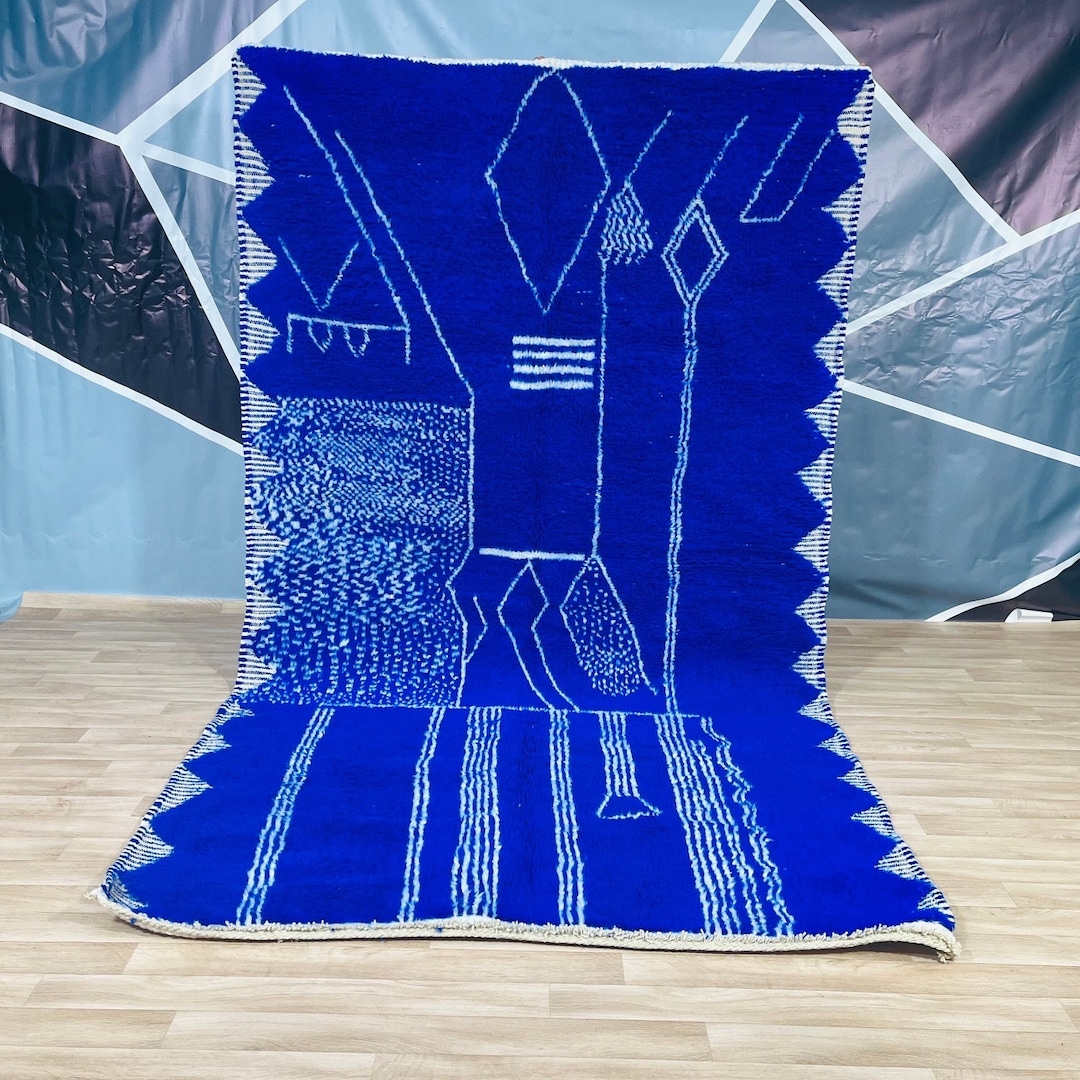 Blue Arabic Rug Amazing Blue Moroccan Handmade Rug , Area Rug , Beni Ourain Rug ...