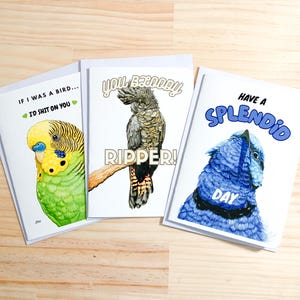 Artist Greetings Card -  Single Australian Birds | Wren, Cockatoo, Parrot
