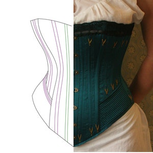 SIZE US rtw 8-10 Pretty Housemaid Late Victorian Corset Pattern. Printable pdf