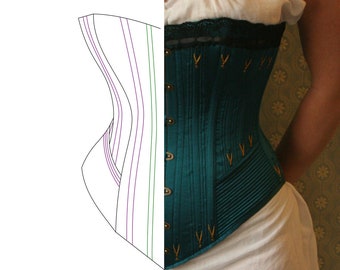 SIZE US rtw 8-10 Pretty Housemaid Late Victorian Corset Pattern. Printable pdf