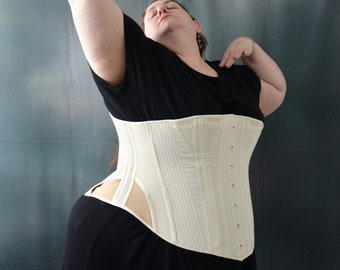 Bespoke Victorian antique style plus size corded corsets.  Custom made, made to measure.