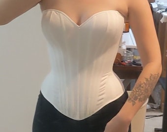 Overbust Corset sewing pattern plunge front 25&quot;-29&quot; waist FIXED size US 10-12, bra size 34DD-E cup.  Printable PDF, A0 and A4.